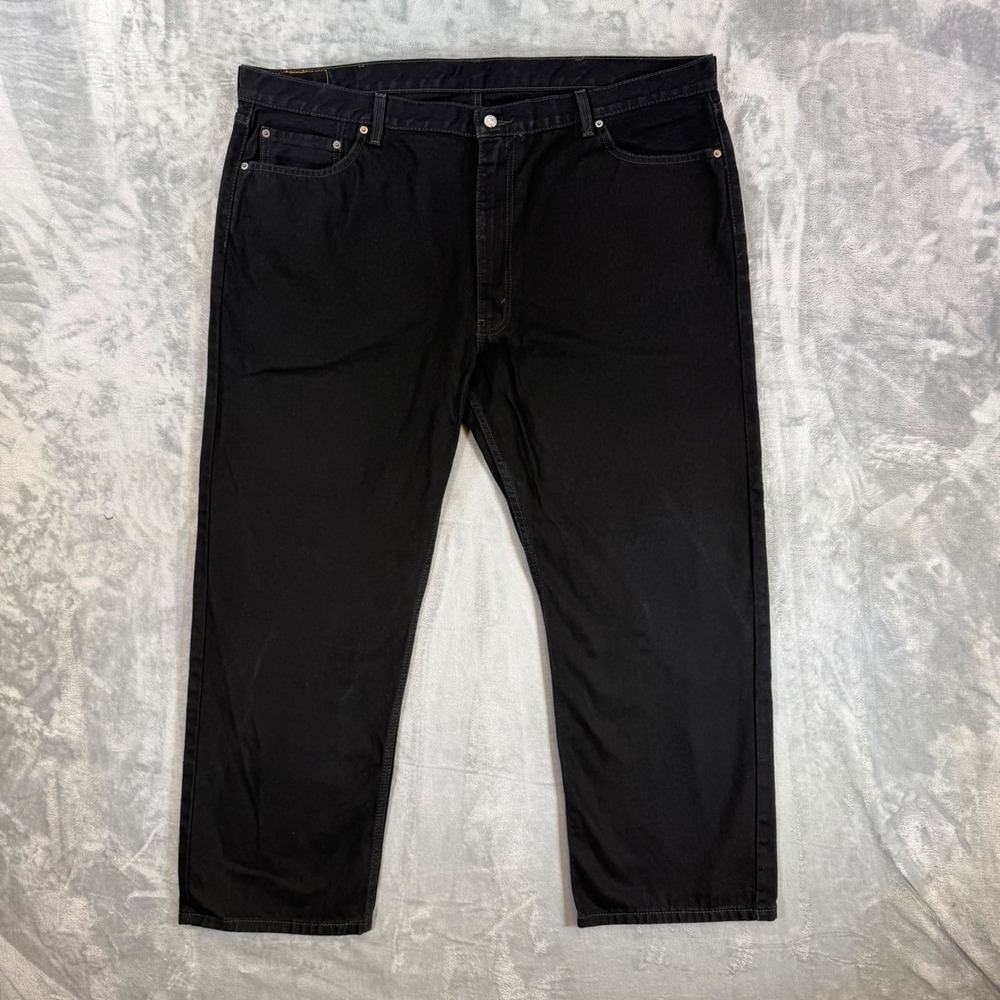 Levi's 505 Regular Fit Jeans Men's Size 48x30 Black Straight Leg Denim Pants